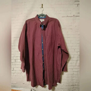 Paul Frederick Men's Sz 18 1/2 34 Shirt Button Down 2- ply Cotton Gingham Red